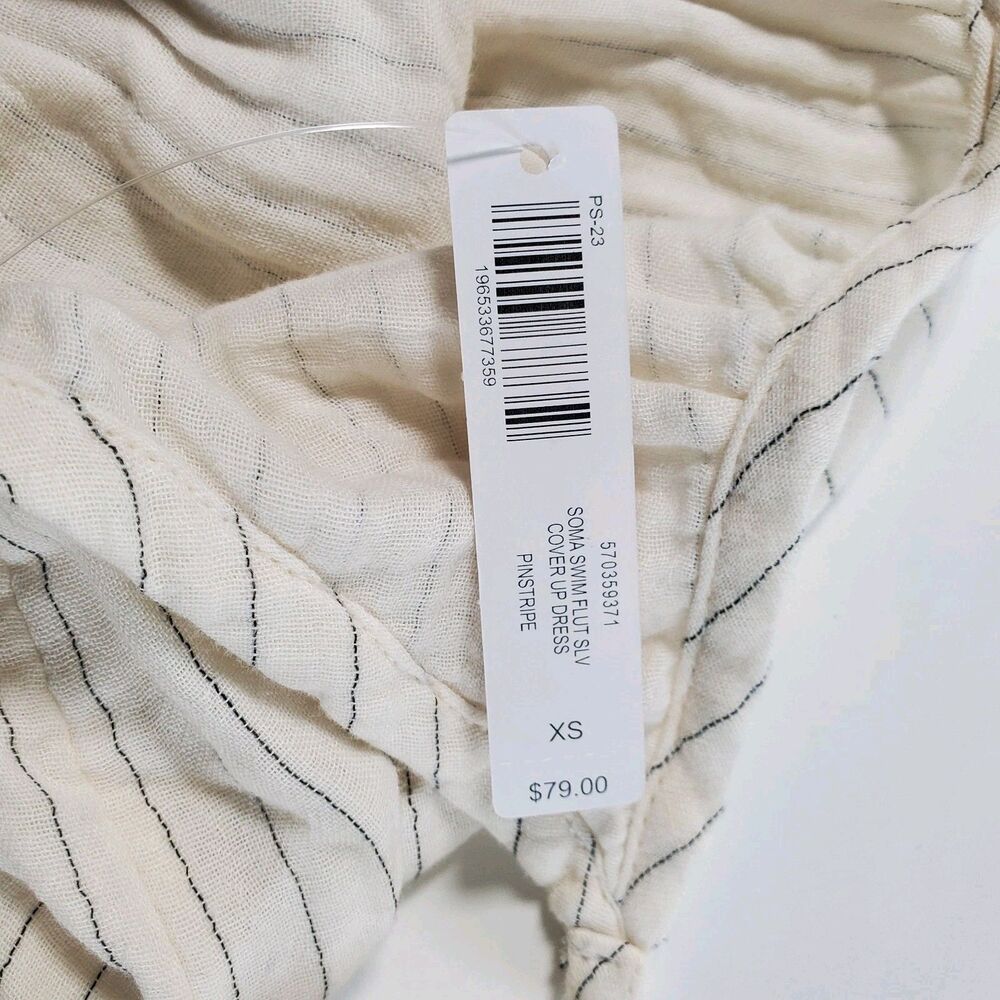 NWT Soma Women’s Dress Size XS White Black 100% Cotton Maxi Flowy Swim Cover-Up - Picture 9 of 12